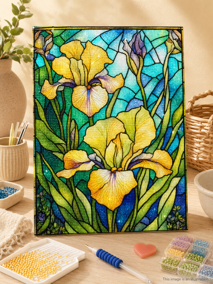 Golden Iris Garden – Fairy Dust Diamond Painting Kit