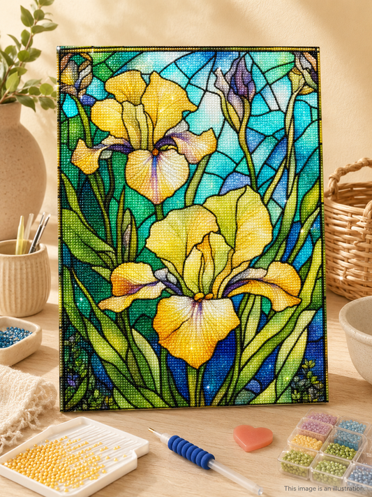 Golden Iris Garden – Fairy Dust Diamond Painting Kit