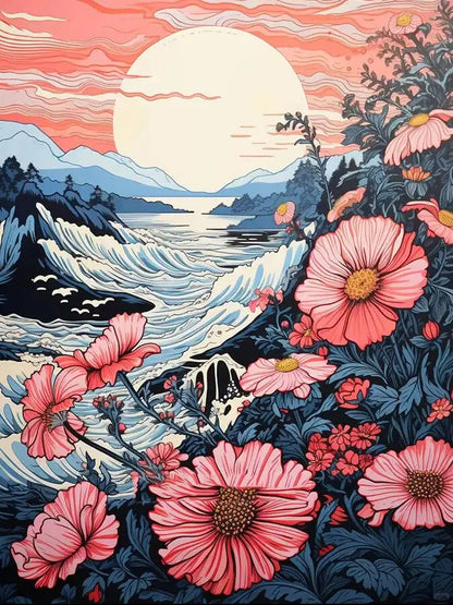 Sunset Bloom Coast – Diamond Painting Kit