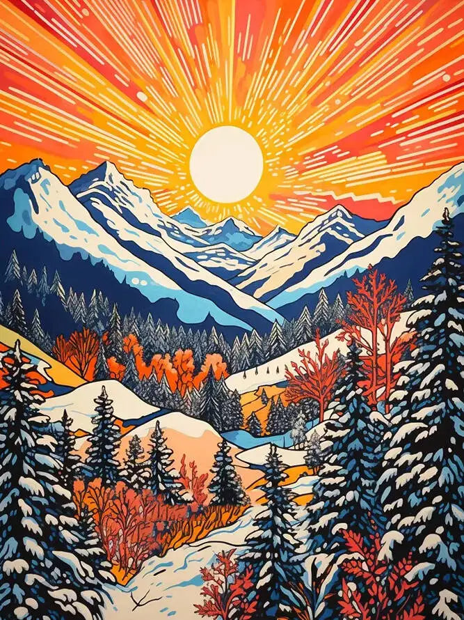 Radiant Mountain Sunrise – Diamond Painting Kit