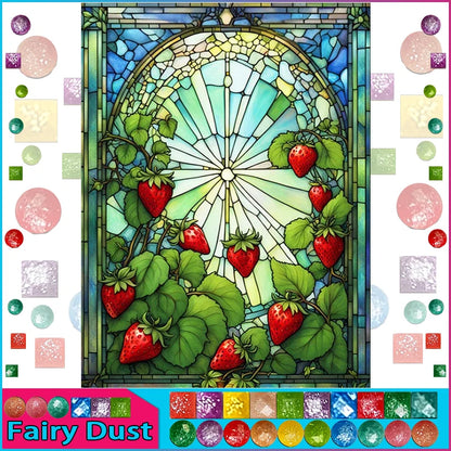Stained Glass Strawberries – Fairy Dust Diamond Painting Kit