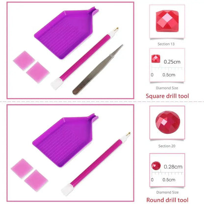 Crimson Ocean Wave – Diamond Painting Kit