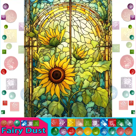 Stained Glass Sunflowers – Fairy Dust Diamond Painting Kit