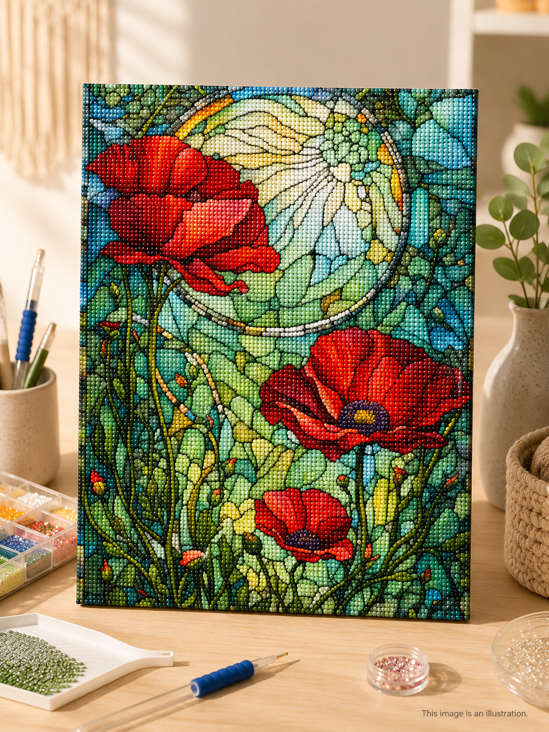 Stained Glass Poppies – Fairy Dust Diamond Painting Kit