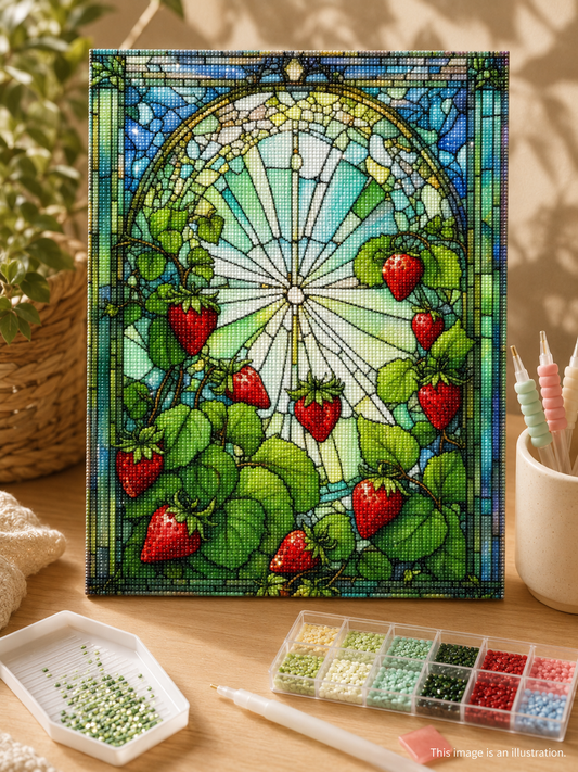 Stained Glass Strawberries – Fairy Dust Diamond Painting Kit