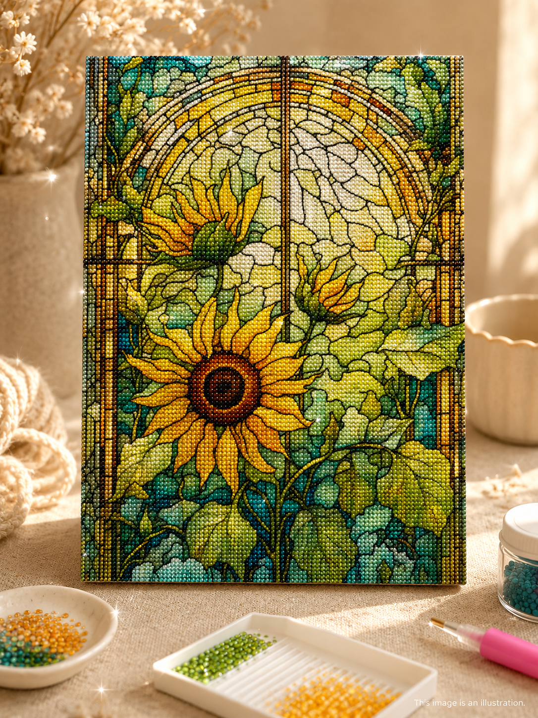 Stained Glass Sunflowers – Fairy Dust Diamond Painting Kit