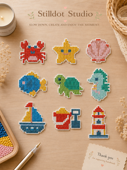 Beach Time DIY Diamond Art Pattern Bundle- A4 Printable 2.8 mm Round Drill Sticker Pack