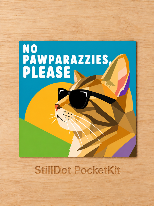 No Pawparazzies, Please - 25cmx25cm Round Drill StillDot Diamond Art Pocket Kit