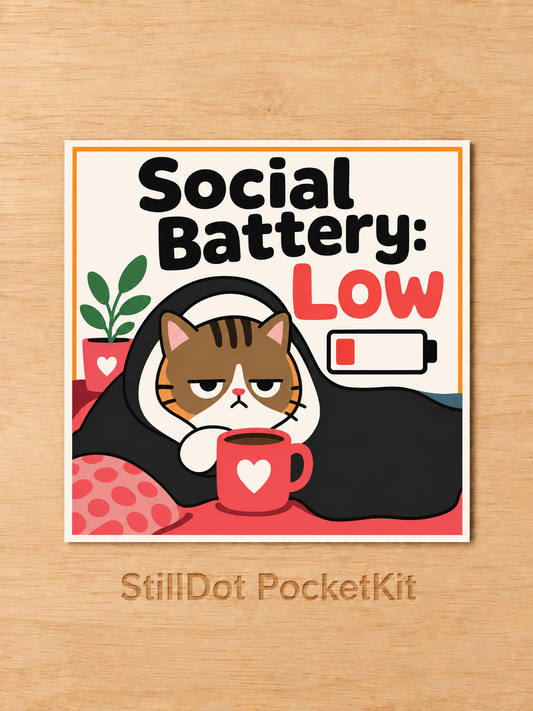 Social Battery: Low - 25cmx25cm Round Drill StillDot Diamond Art Pocket Kit